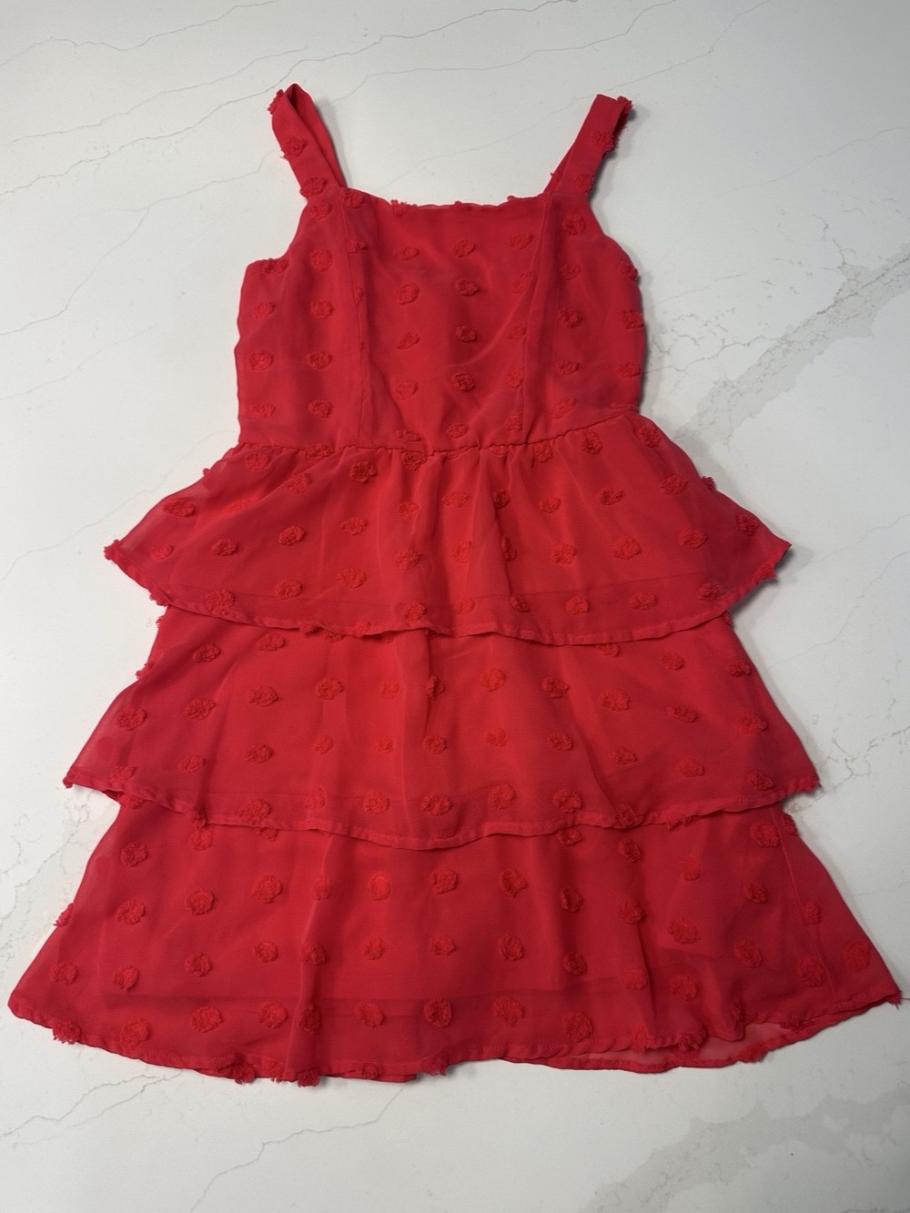 Franki by Francesca’s Girls Red Tiered Ruffle Dress Size 10